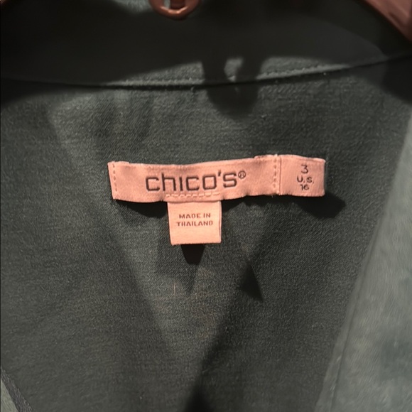 Chico's Elegant Dark Green Button Down Blouse size XL - Picture 2 of 6